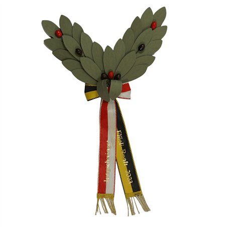 Palme demi-couronne, 26 feuilles, en olive, verte, 7 baies