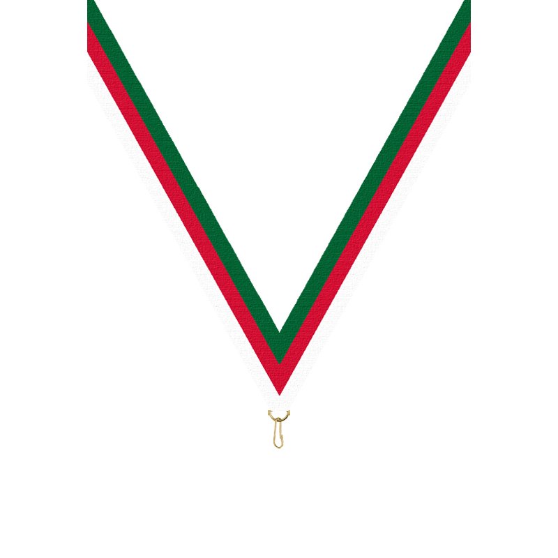 Ruban P.195 22 mm Vert / Rouge / Blanc, - 6037