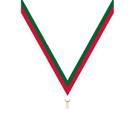 Ruban P.195 22 mm Vert / Rouge / Blanc, - 6037