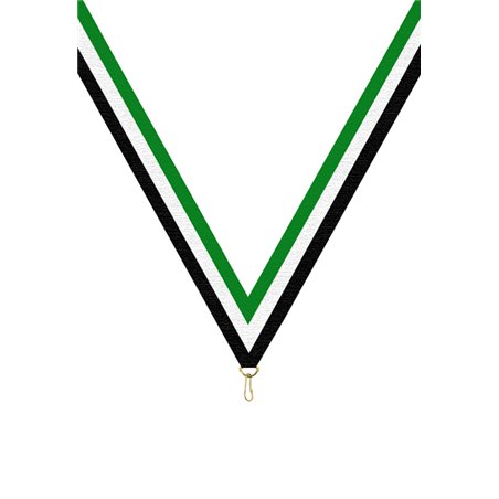 Ruban P.195 22 mm Vert / Blanc / Noir, - 6046