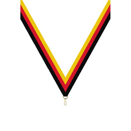Ruban P.196 22 mm Noir / Rouge / Jaune, - 6050