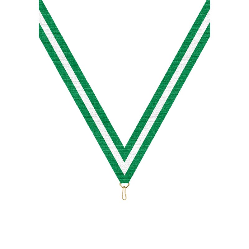 Ruban P.195 22 mm Vert / Blanc / Vert, - 6052