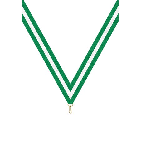 Ruban P.195 22 mm Vert / Blanc / Vert, - 6052
